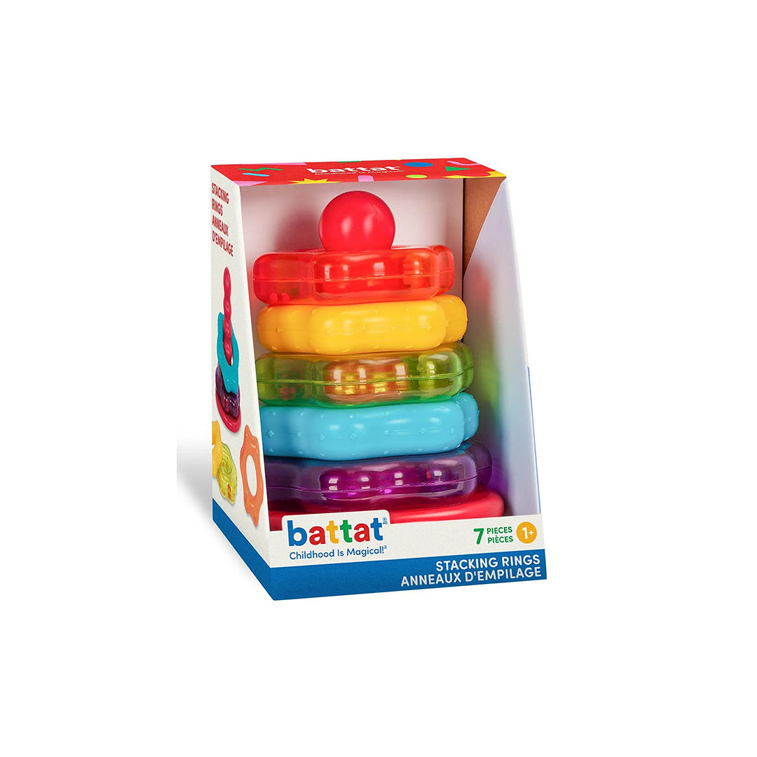 Battat Stacking Rings - Colorful and Beaded Baby Toy with Rattles