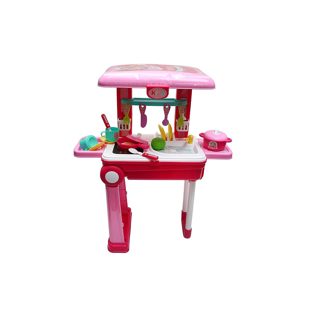 Baybee 2-in-1 Kids Kitchen Playset with Suitcase - Portable Pretend Play Kitchen Toy with Lights & Sound