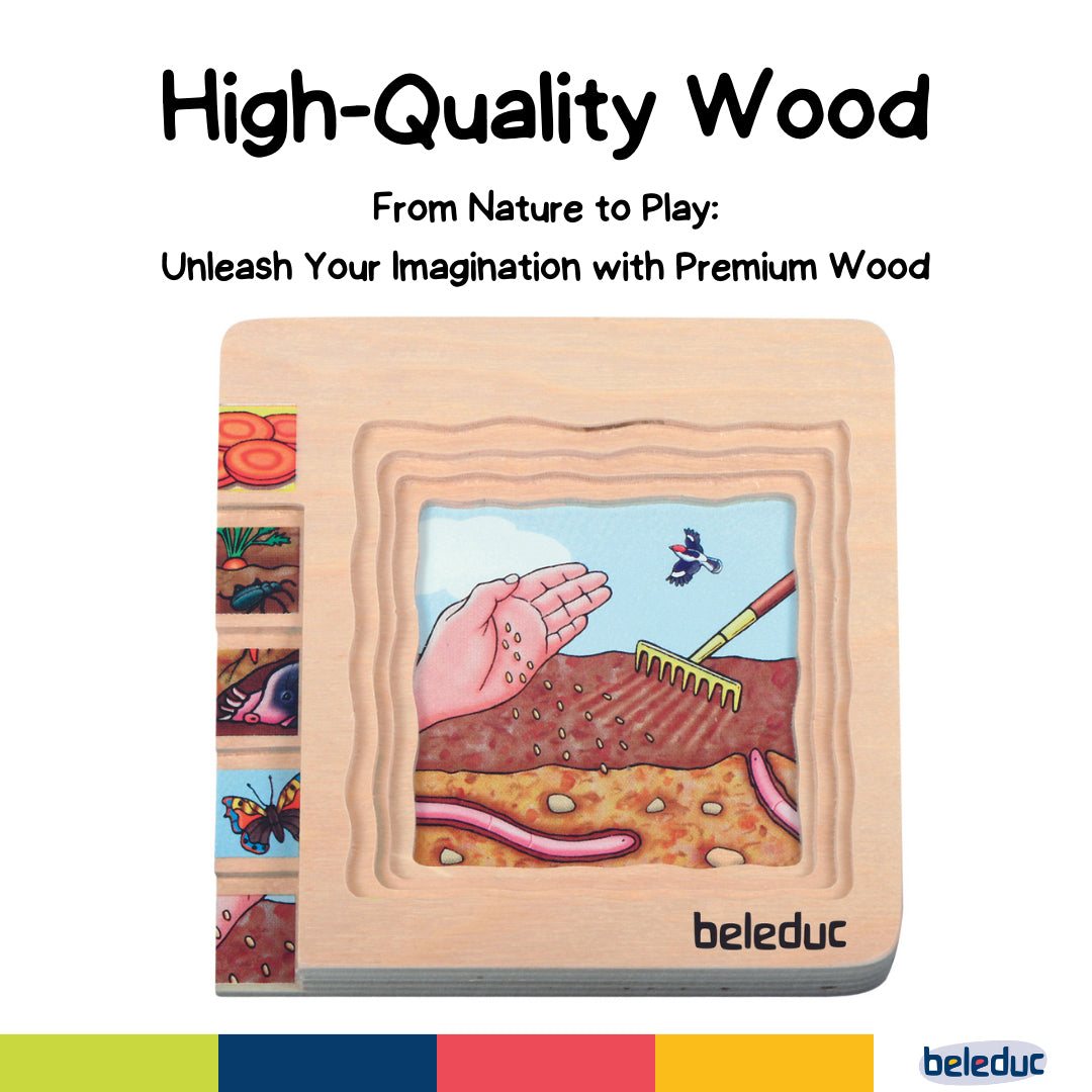 Non-toxic plywood carrot vegetable life cycle puzzle for toddlers and educational toys UAE.
