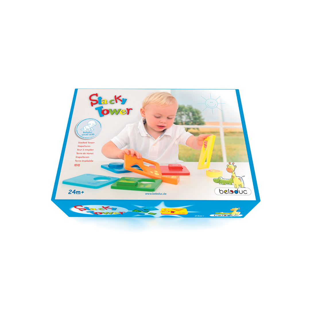 Beleduc Stacky Tower wooden safari stacking game for kids toys UAE.
