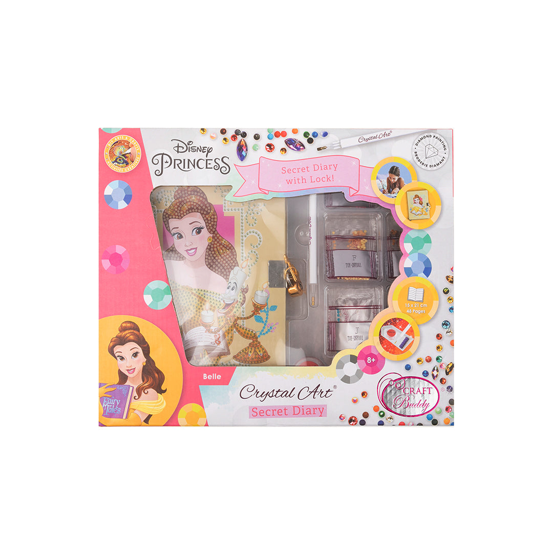Belle Crystal Art Secret Diary - Disney Princess Diamond Painting Diary with Lock and Key