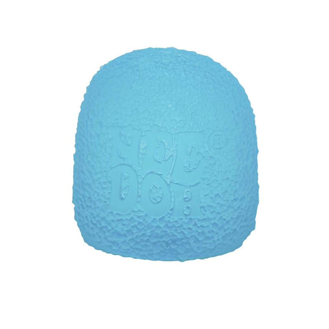 Blue NeeDoh Gumdrop resting safely on a hand highlighting non-toxic materials for children