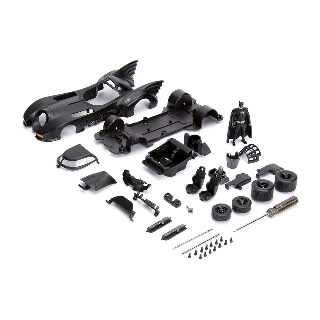 Over 25 pieces included in the Batman Batmobile assembly kit.