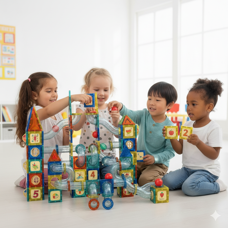 168-Piece STEM Magnetic Building Blocks | Pipeline Construction Toy