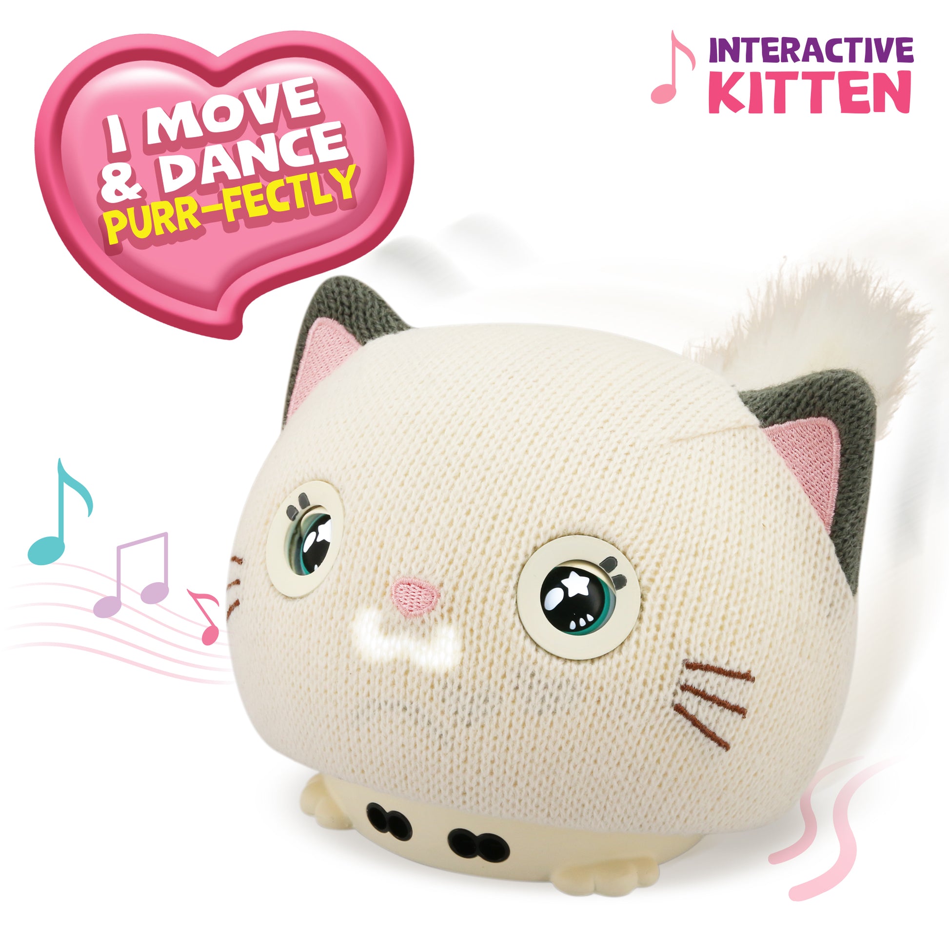 Teksta Purro Interactive Smart Kitty Cat Toy - Soft Plush Toy with 7 Play Modes