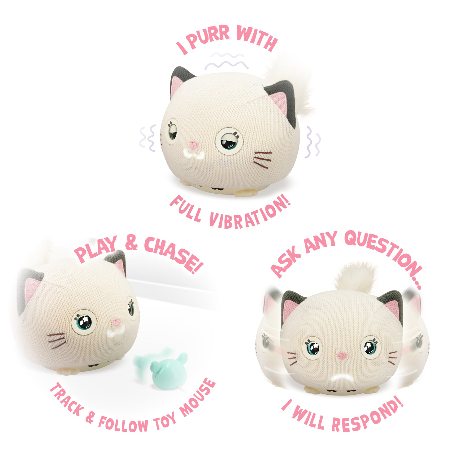 Teksta Purro Interactive Smart Kitty Cat Toy - Soft Plush Toy with 7 Play Modes