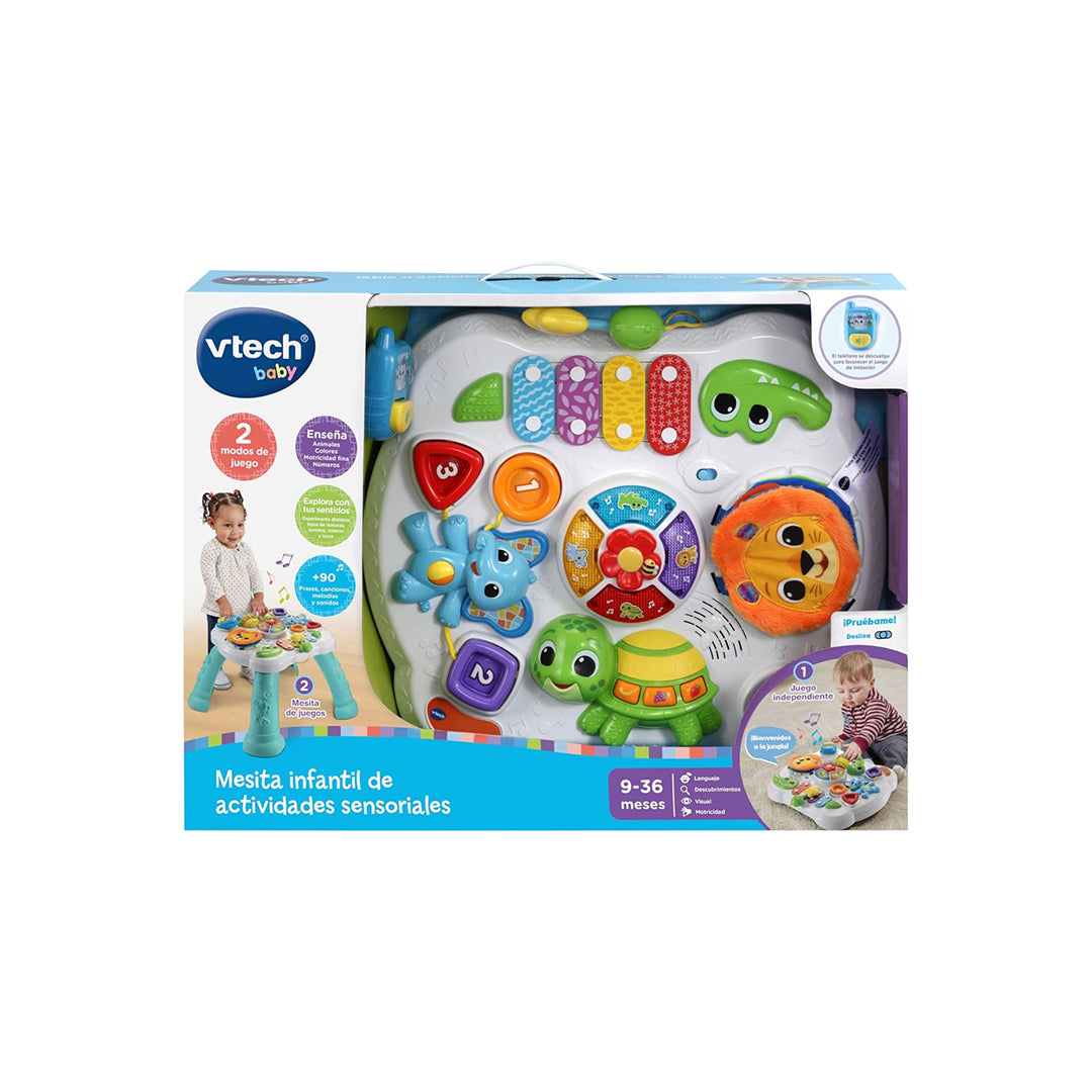 Children's Table with Sensory Activities | Interactive Baby Learning Table & Removable Panel | 6 Play Areas for Motor & Sensory Development