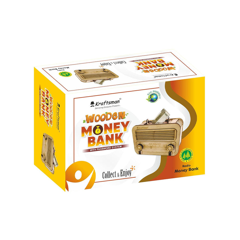 Classic Wooden Money Bank with Password Lock for Secure Savings