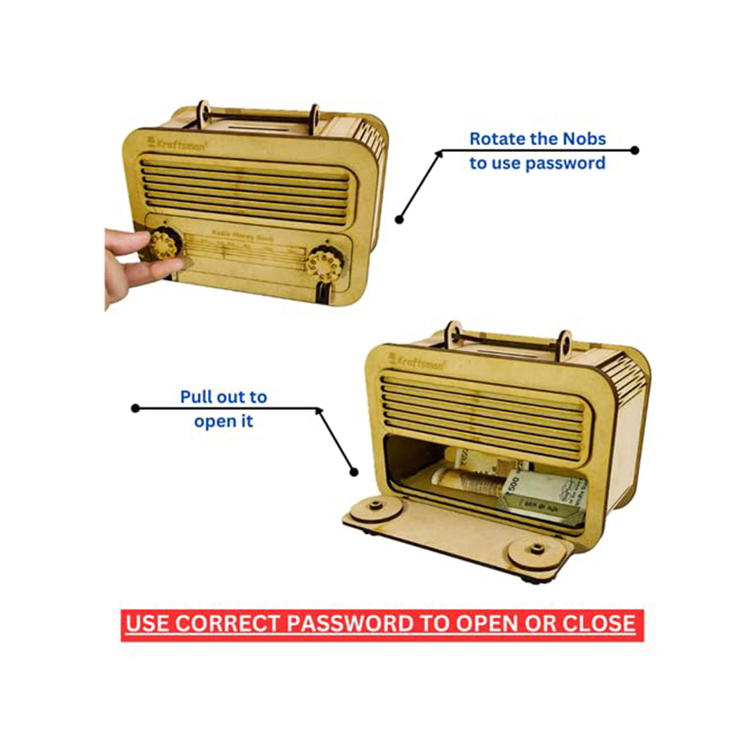 Classic Wooden Money Bank with Password Lock for Secure Savings