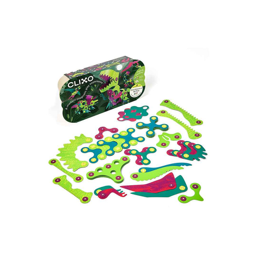 Clixo Dino Adventure Pack 36-Piece Magnetic Building Set