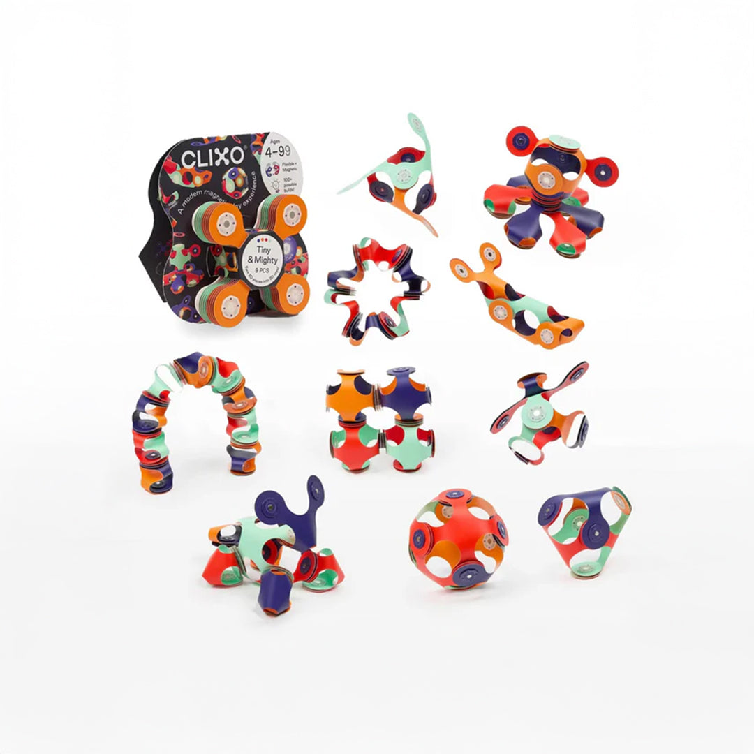 Montessori-inspired glow in the dark quad magnetic builder pieces for sensory open-ended play.

