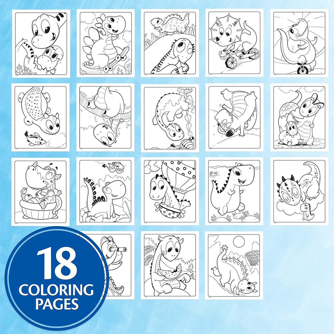 Close-up of a Cartoon T-Rex and Triceratops Coloring Page
