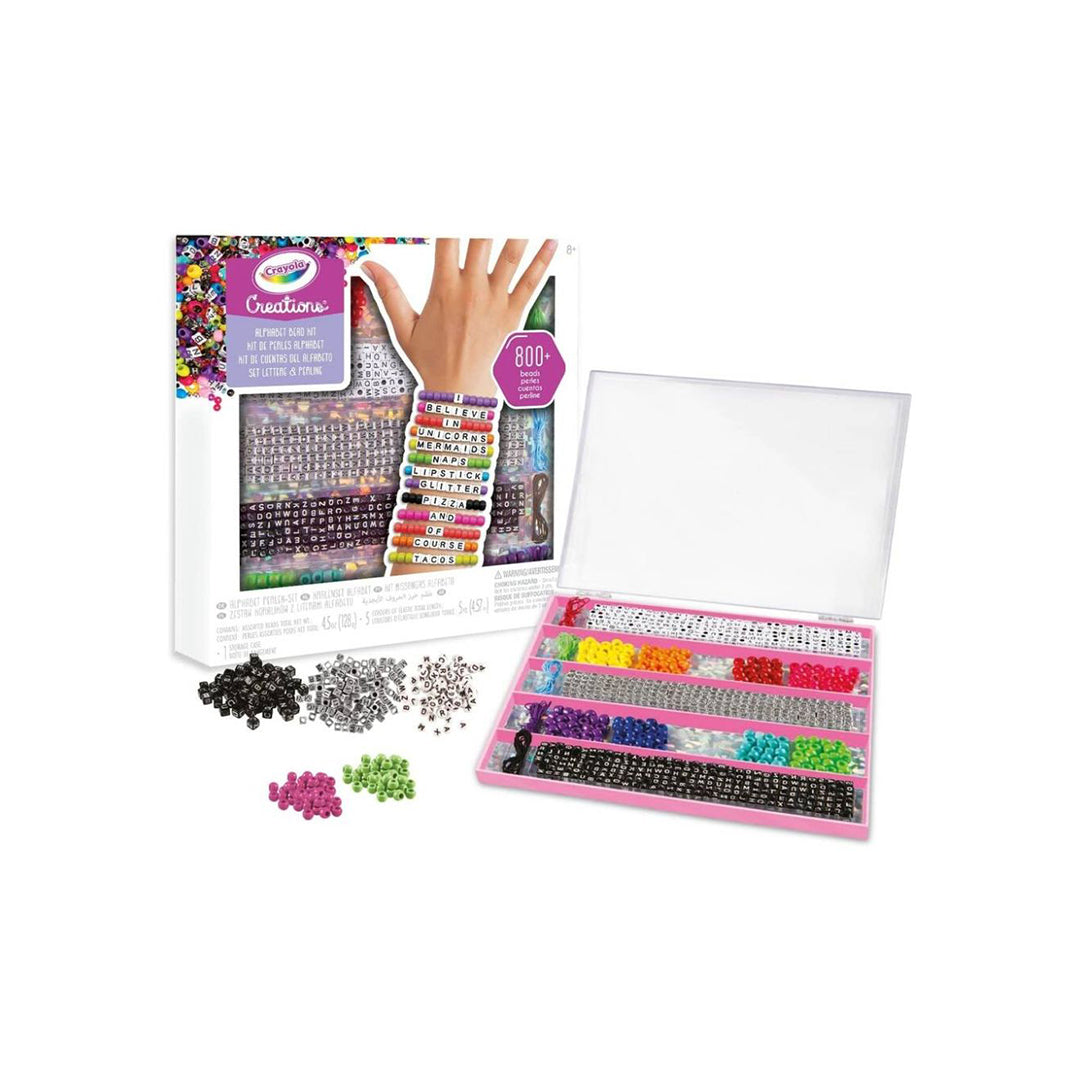 Crayola Creations DIY Bracelet Making Kit with all the beads and finished bracelets
