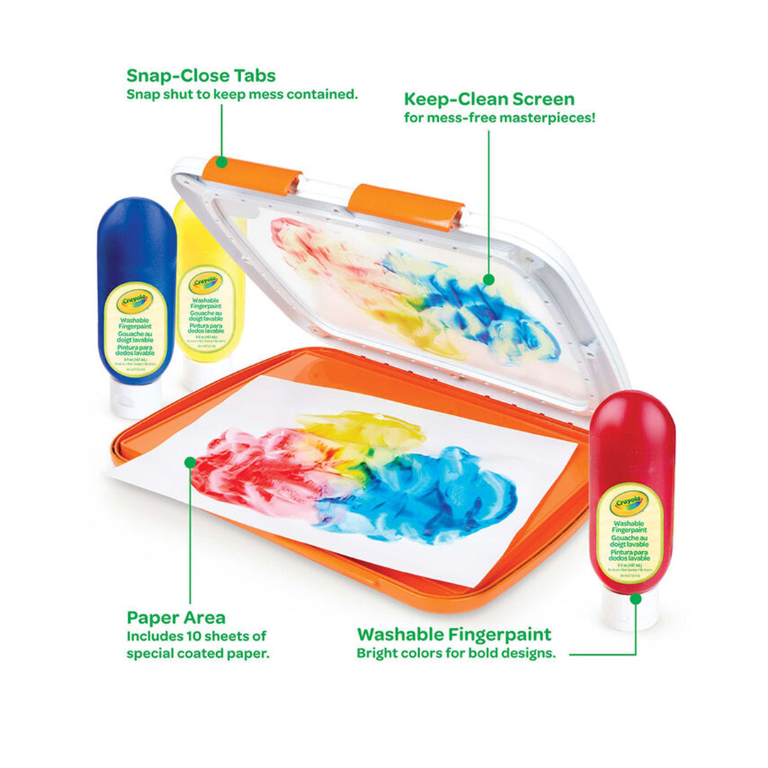 Crayola Easy-Clean Finger Paint Station | Mess-Free Washable Paint Set for Toddlers
