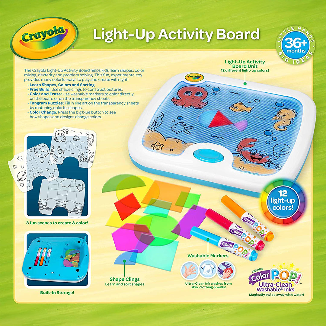 Crayola Light-Up Activity Board | Educational Toy for Kids (3+) with Color Mixing & Shapes - Toyspry