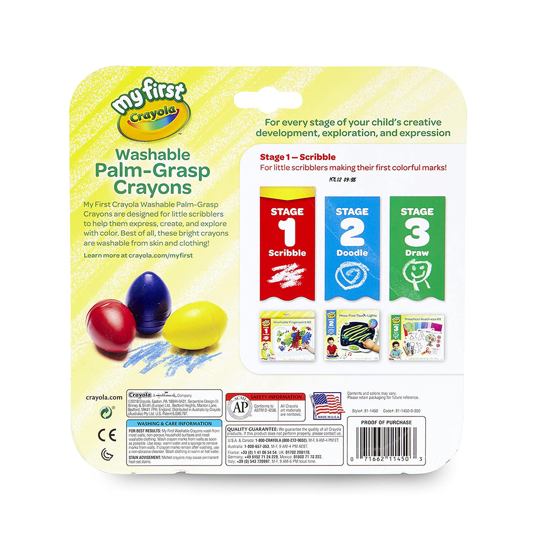 Crayola My First Palm Grip Crayons | Toddler Coloring Supplies & Fine Motor Skills Toy