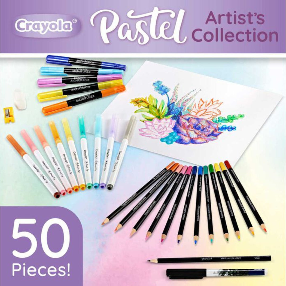 Crayola Pastel Colouring Kit | 50-Piece Art Set for Kids - Toyspry