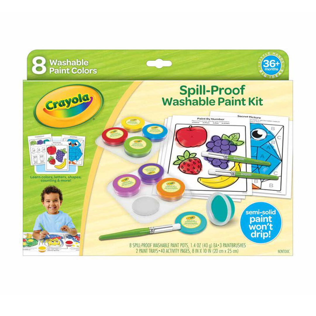 Crayola Spill-Proof Paint Set | Less Mess Washable Paint Activity Kit for Kids - Toyspry