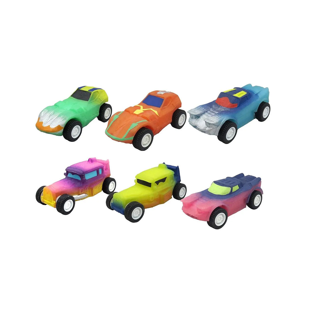 Wheeleezz Crazy Dragsters Series - 6 Pack of Stretchy Toy Cars for Kids