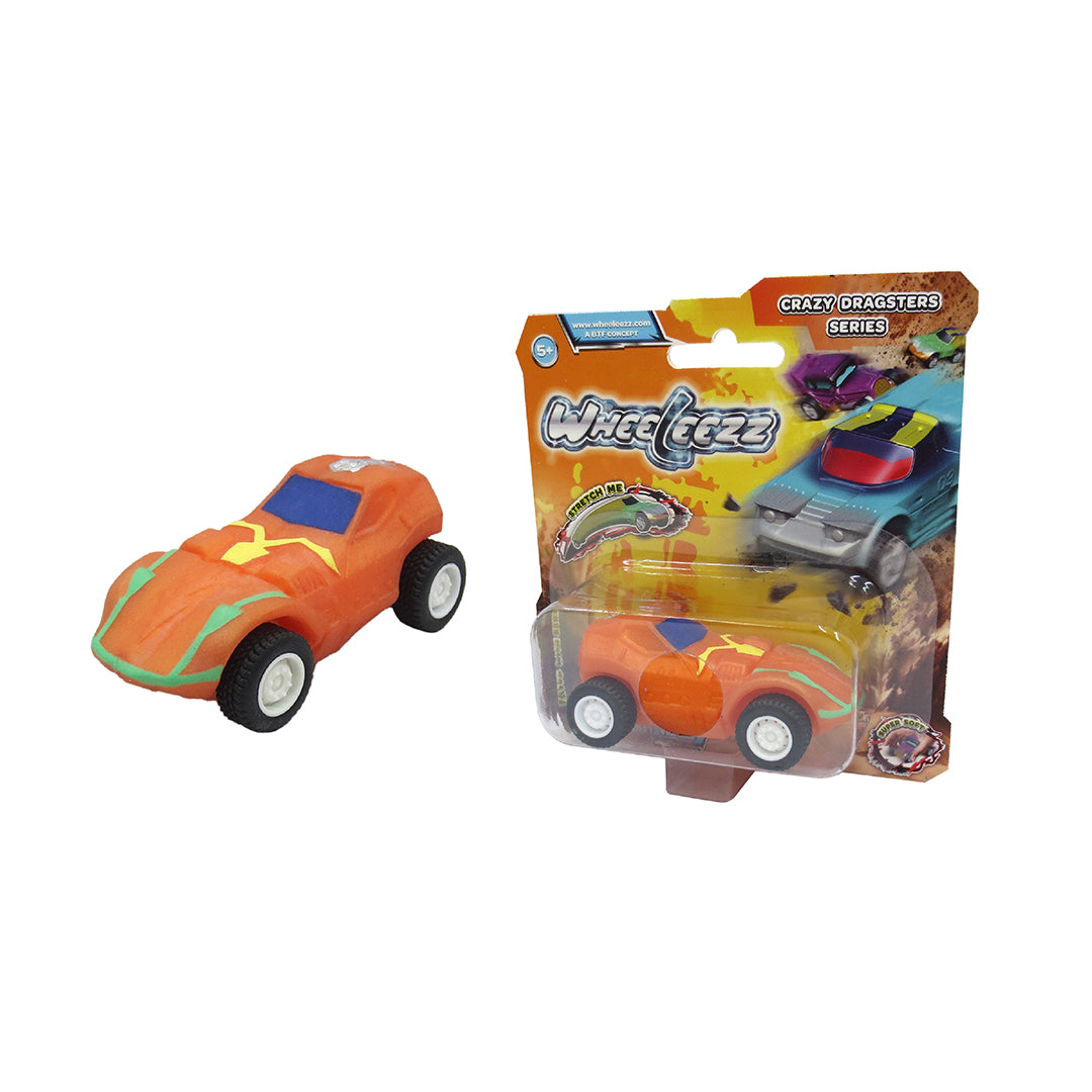 Wheeleezz Crazy Dragsters Series - 6 Pack of Stretchy Toy Cars for Kids