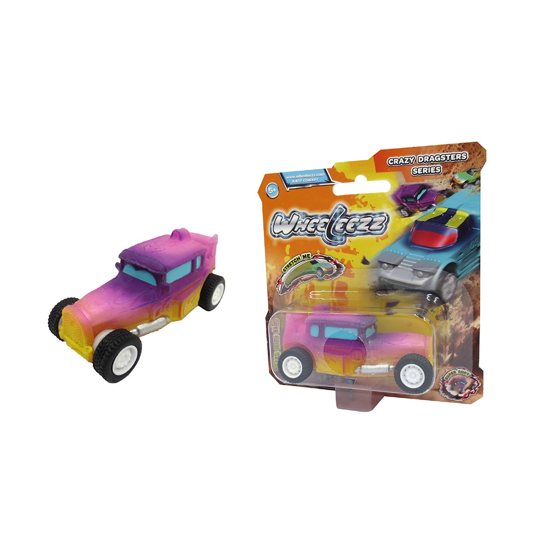 Wheeleezz Crazy Dragsters Series - 6 Pack of Stretchy Toy Cars for Kids