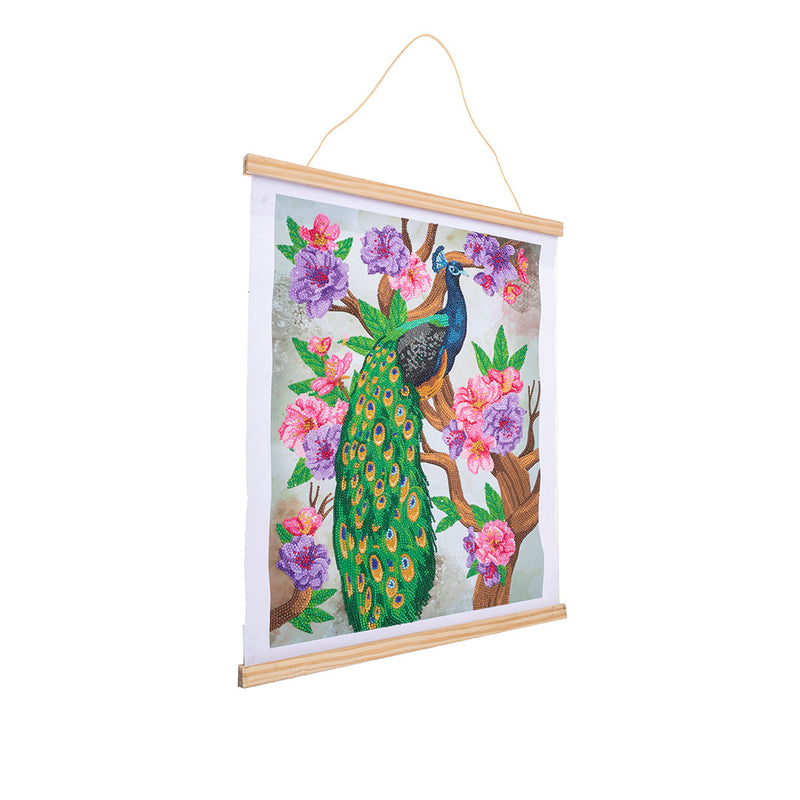 Craft Buddy Peacock Peony Crystal Art Scroll Kit (35x45cm)