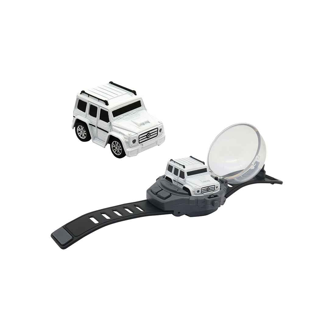 Mini Remote Control Watch Car – 1:64 Scale Wearable Wrist Racer (White)