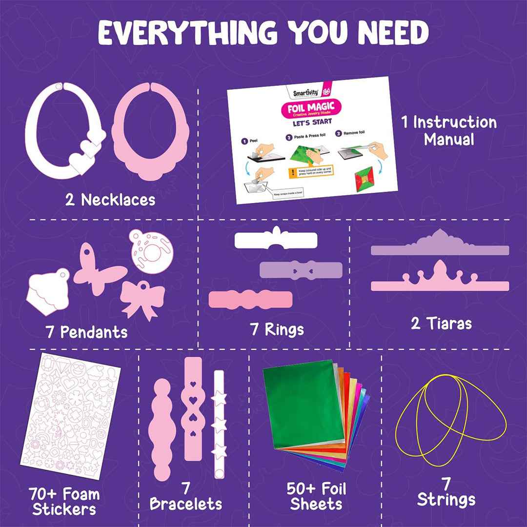 Smartivity Foil Magic - Mess-Free DIY Jewelry Making Kit (4Y+) - Toyspry