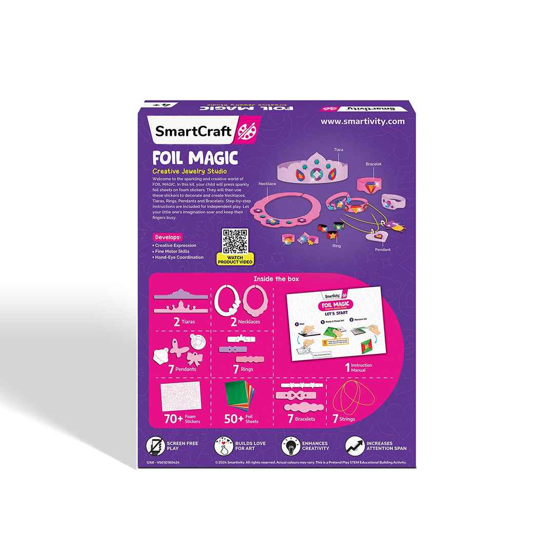 Smartivity Foil Magic - Mess-Free DIY Jewelry Making Kit (4Y+) - Toyspry