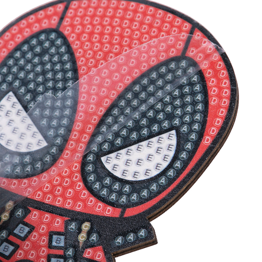 Close-up of the finished Deadpool Crystal Art Buddy