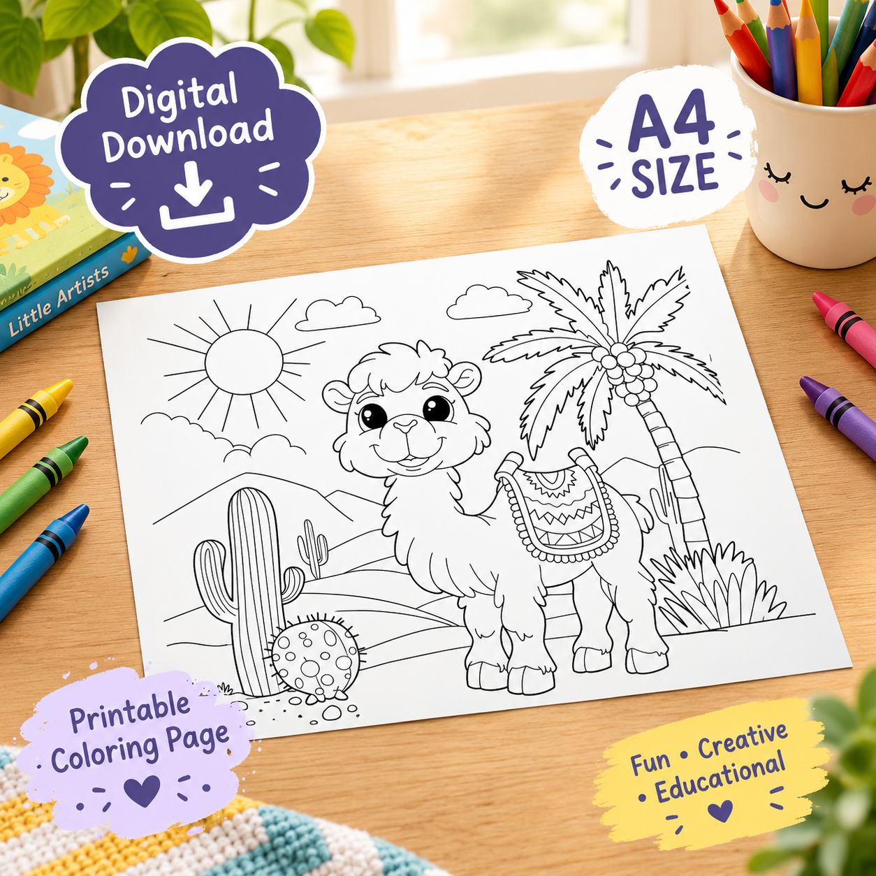 Desert Camel Coloring Page | Free Digital Download