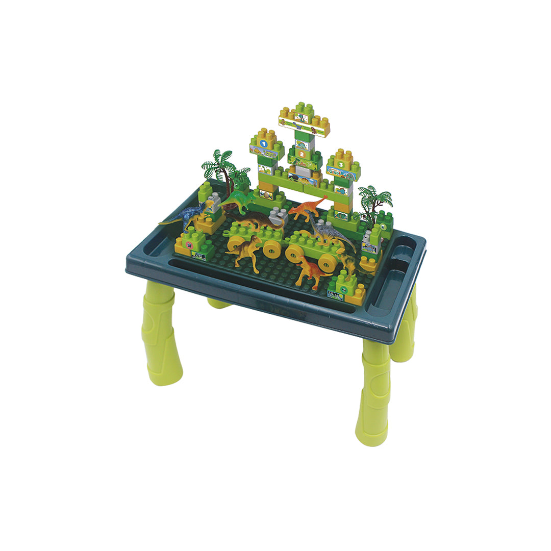 Dinosaur Building Blocks Activity Table - 80 Piece Playset for Kids