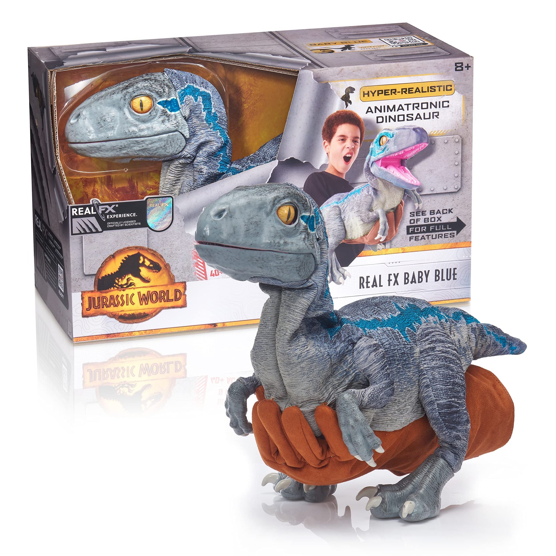 Jurassic World Real FX Baby Blue Dinosaur -  Interactive Animatronic Dinosaur Toy with Sounds