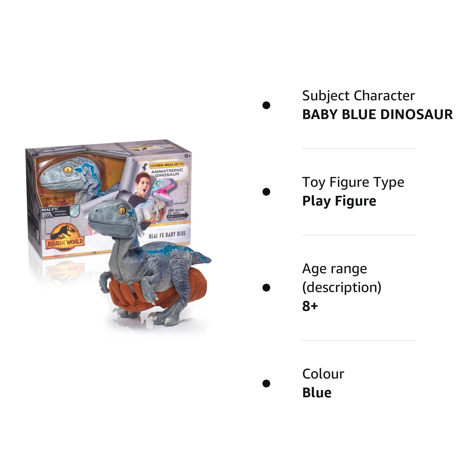 Jurassic World Real FX Baby Blue Dinosaur -  Interactive Animatronic Dinosaur Toy with Sounds