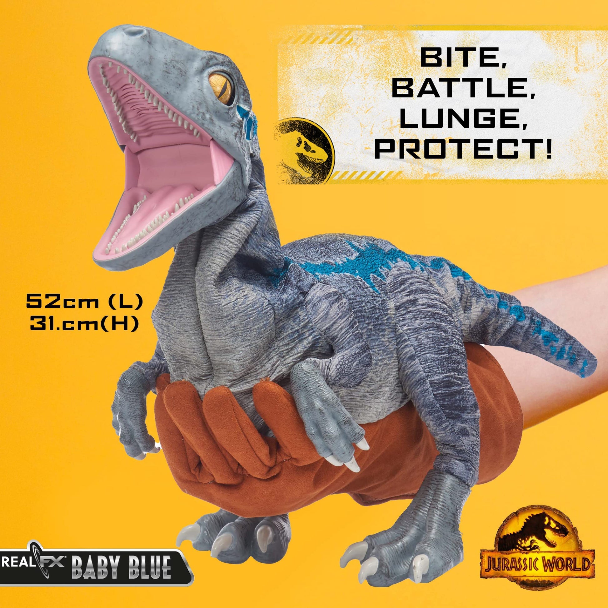 Jurassic World Real FX Baby Blue Dinosaur -  Interactive Animatronic Dinosaur Toy with Sounds