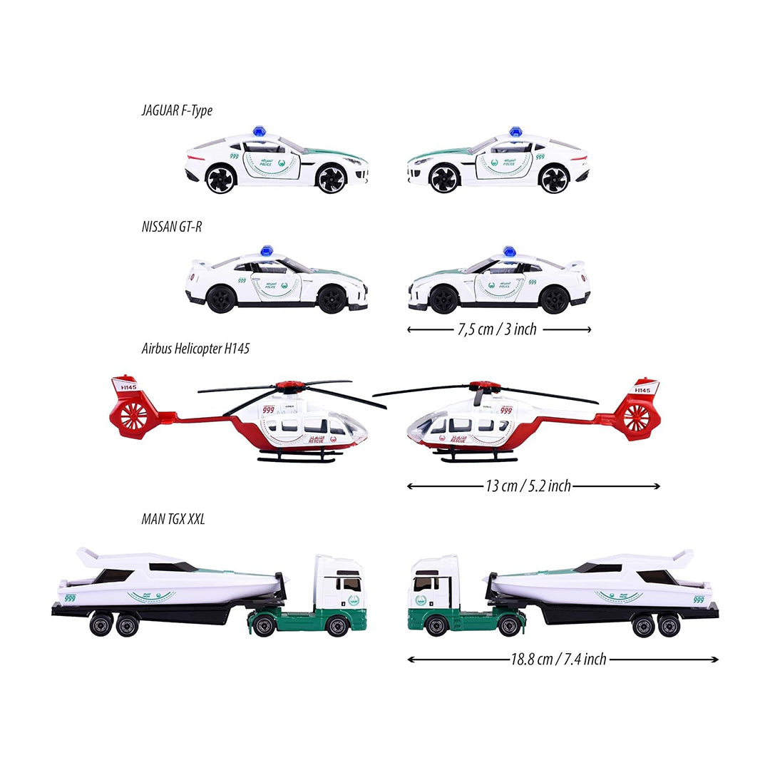 Majorette Dubai Police Diecast Cars: 5-Pack Police Car for Kids Set