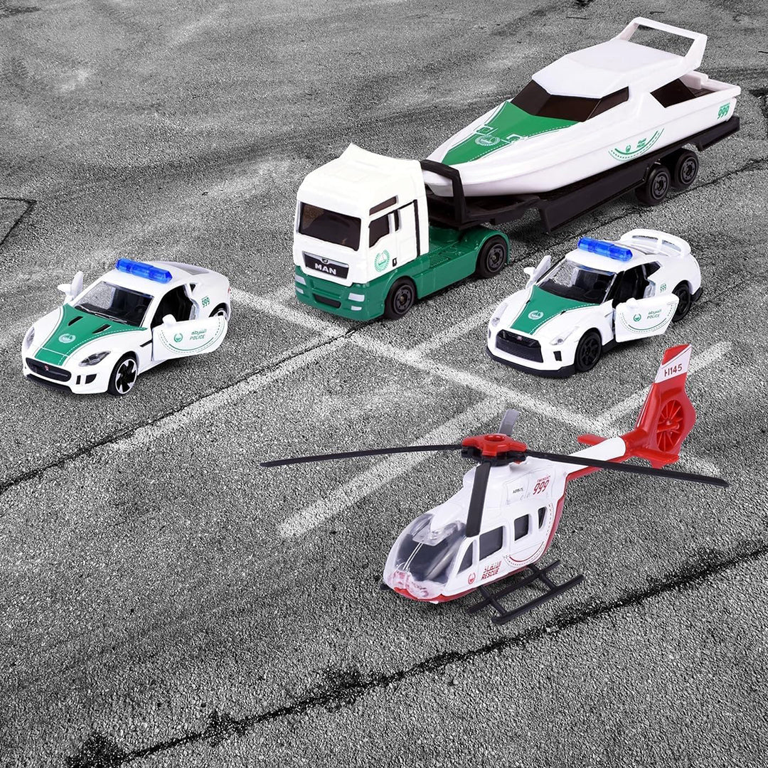 Majorette Dubai Police Diecast Cars: 5-Pack Police Car for Kids Set