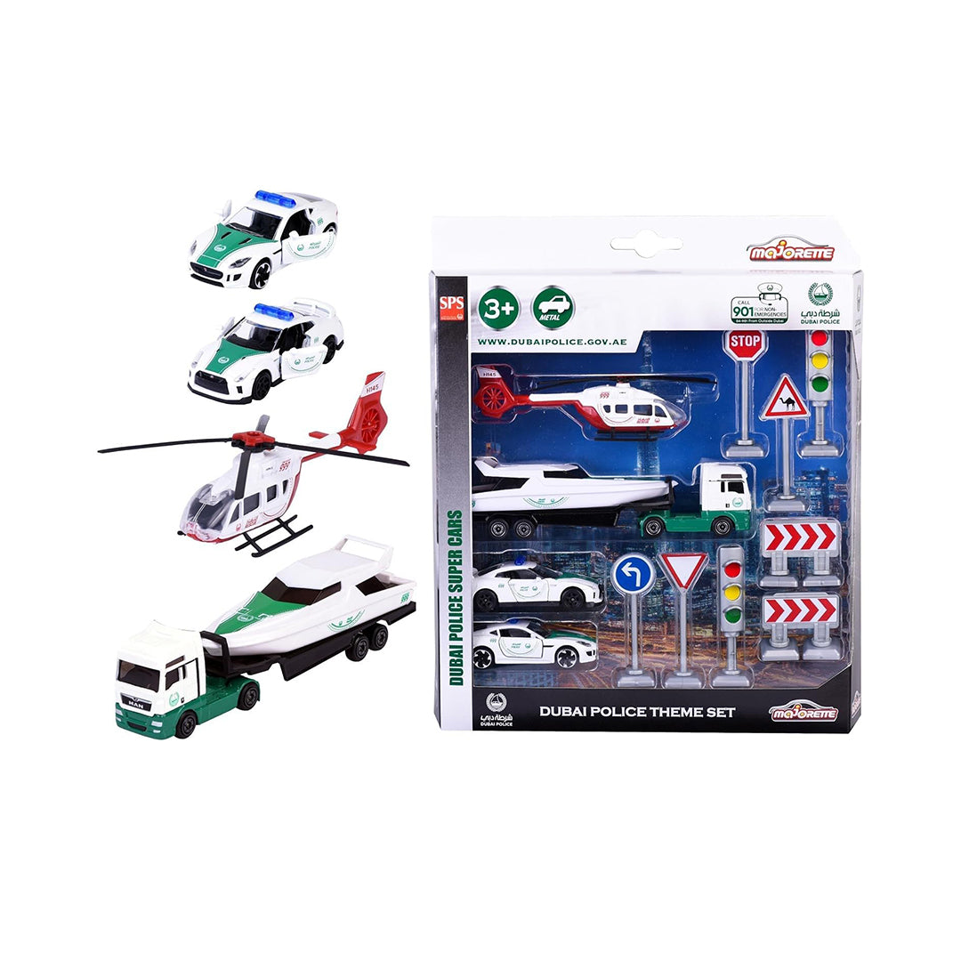 Majorette Dubai Police Diecast Cars: 5-Pack Police Car for Kids Set