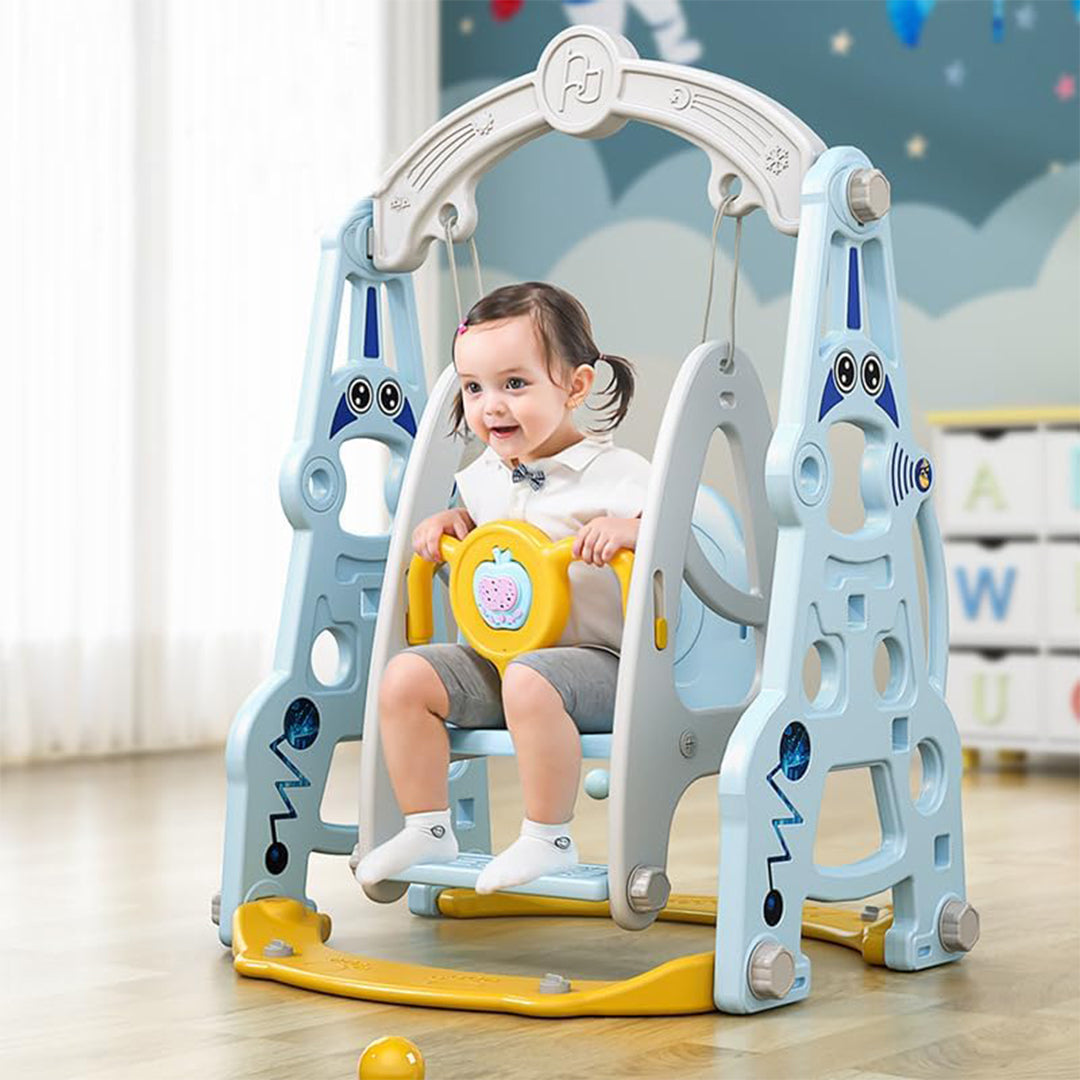 Kids Swing Set for Indoor & Outdoor Play, Durable Blue Frame
