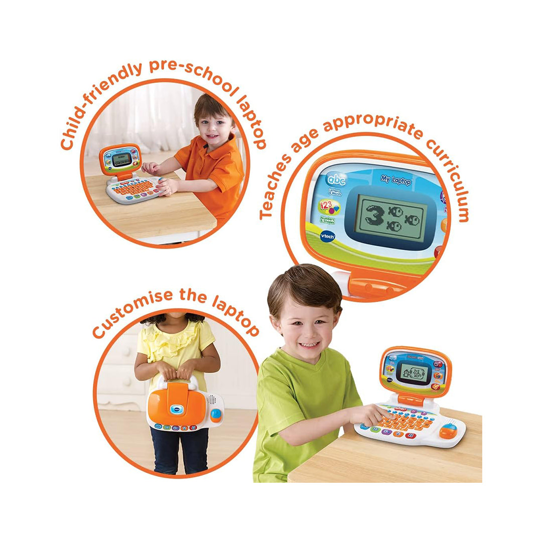 Child Using VTech Kids Laptop to Learn Early Computer Skills
