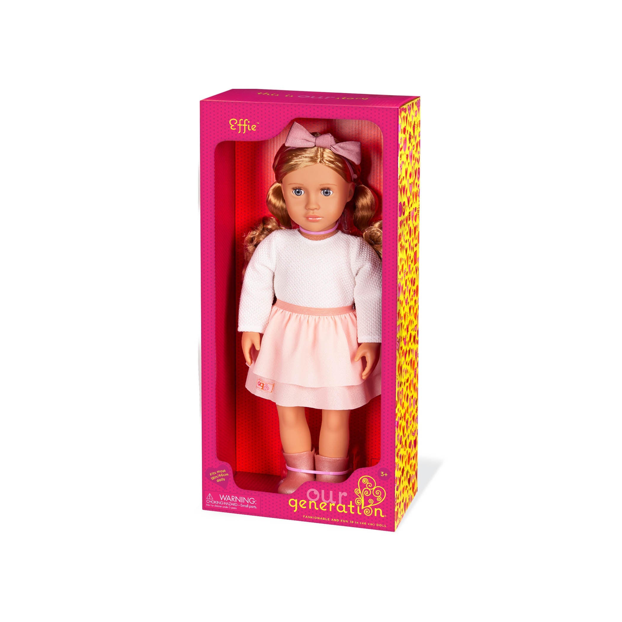 Our Generation Effie - 18-inch Fashion Doll with Pink Frilly Skirt - Toyspry