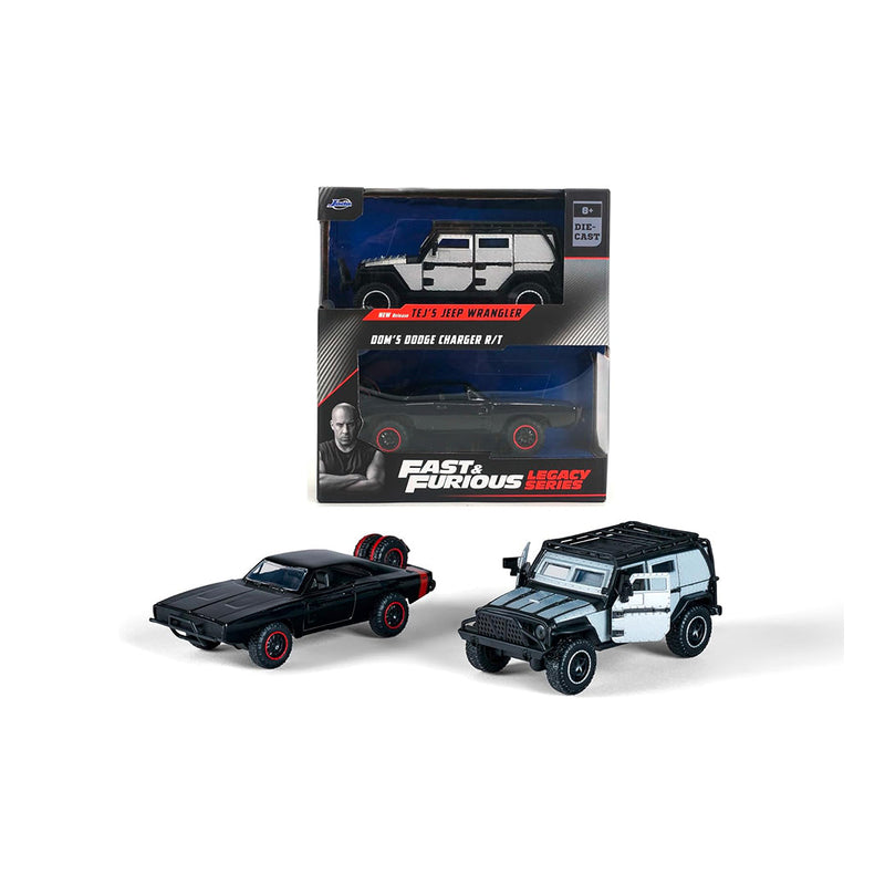 Fast & Furious Dom's Charger & Tej's Jeep Twin Pack - 1:32 Diecast Model Car Set