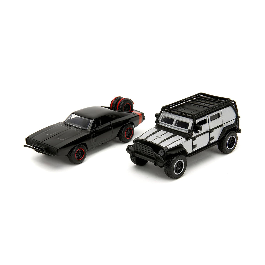 Fast & Furious Dom's Charger & Tej's Jeep Twin Pack - 1:32 Diecast Model Car Set - Toyspry