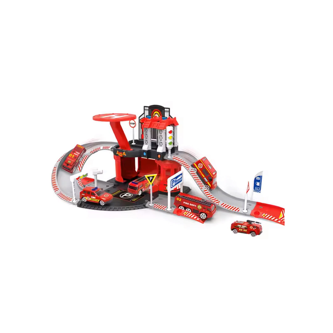 42-Piece DIY Fire Fighting Parking Lot Playset - Toyspry