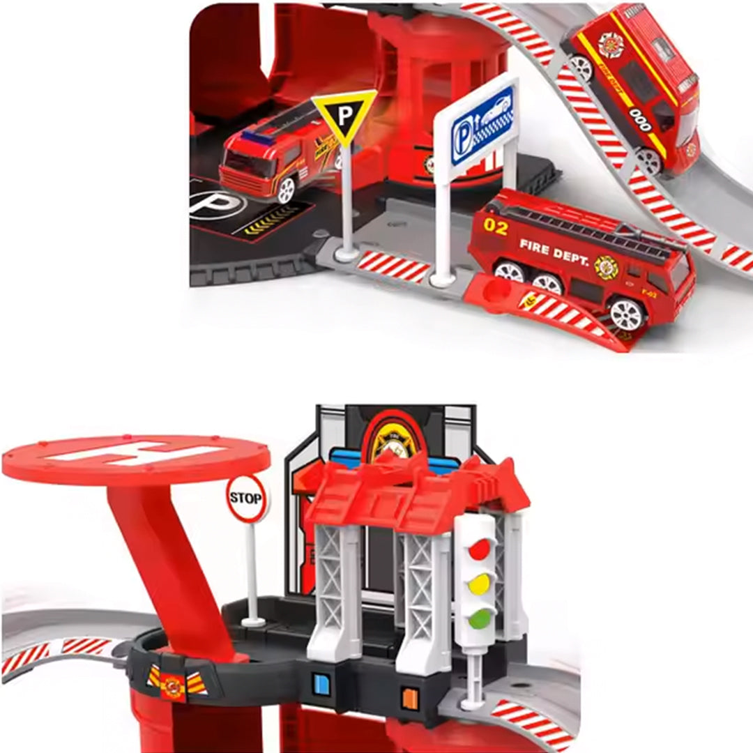 42-Piece DIY Fire Fighting Parking Lot Playset - Toyspry