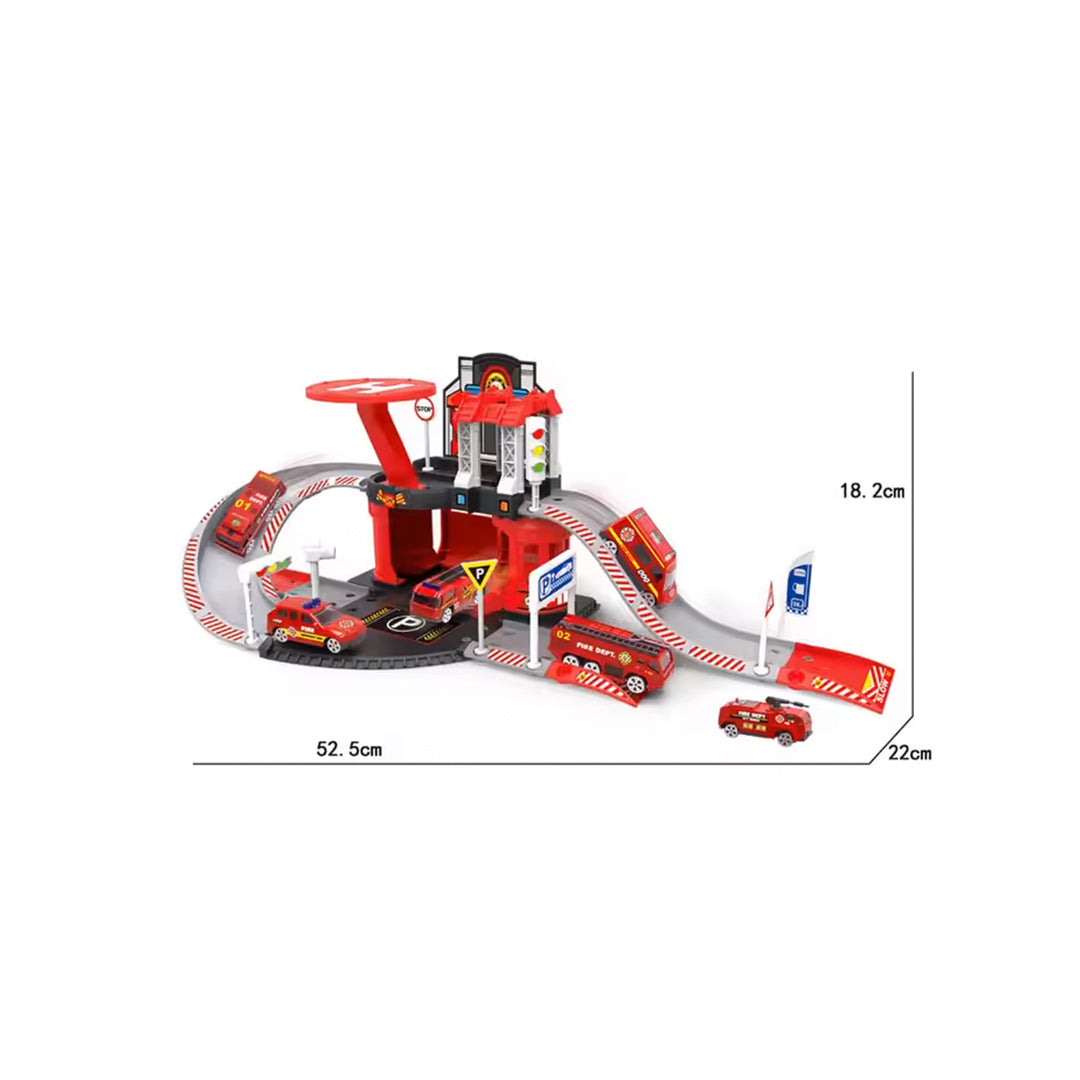 42-Piece DIY Fire Fighting Parking Lot Playset - Toyspry