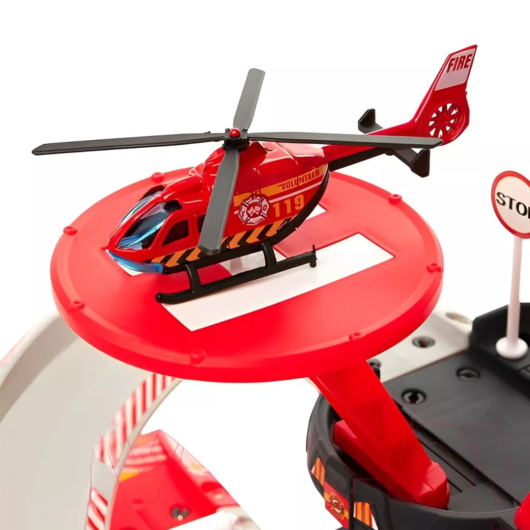 42-Piece DIY Fire Station Track Playset & Firefighter Toy with Vehicles - Toyspry