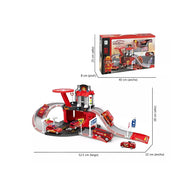 Fire Station Track DIY Playset with Vehicles - 42 Piece Firefighter Toy for Kids