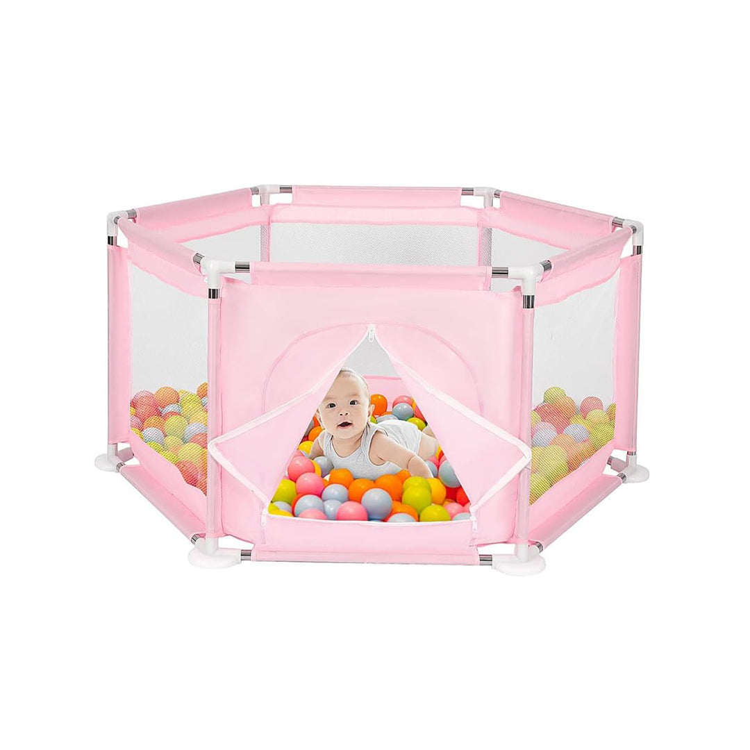 Foldable Baby Playpen: Floor-Mounted Safety Activity Center + 20 Balls