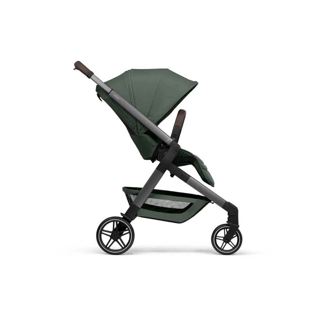 Premium Forest Green Joolz Hub Stroller with compact one-hand fold and smooth 4-wheel suspension for city parenting in the UAE